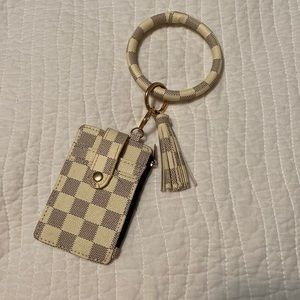 White Checkered Wristlet